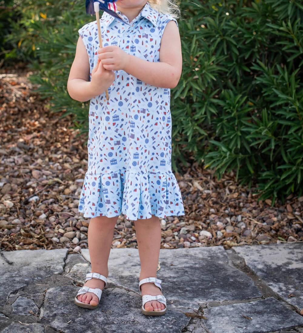 NEW BLUE QUAIL CLOTHING CO. polo sleeveless dress in stars and stripess